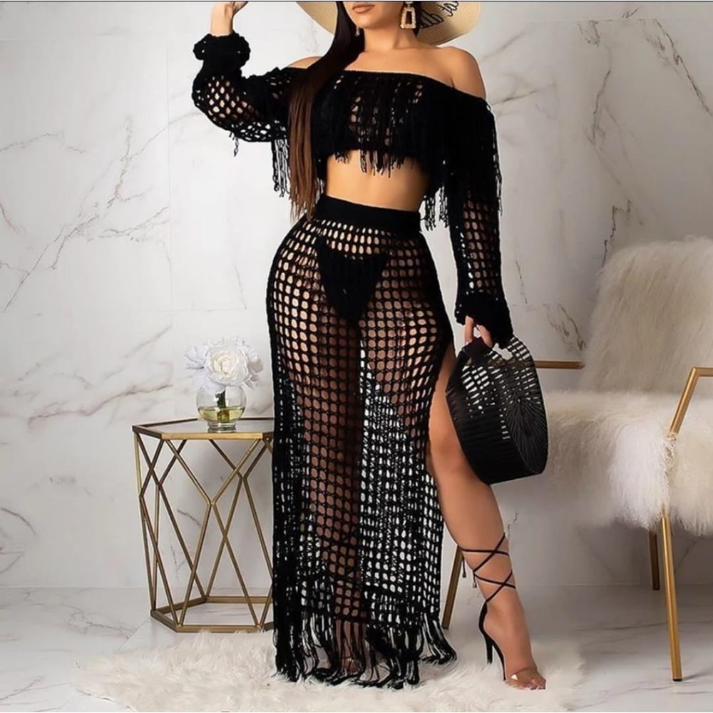 WOMEN'S SEXY 2 PIECE OUTFITS SOLID COLOR OFF SHOUL - Picture 1 of 4